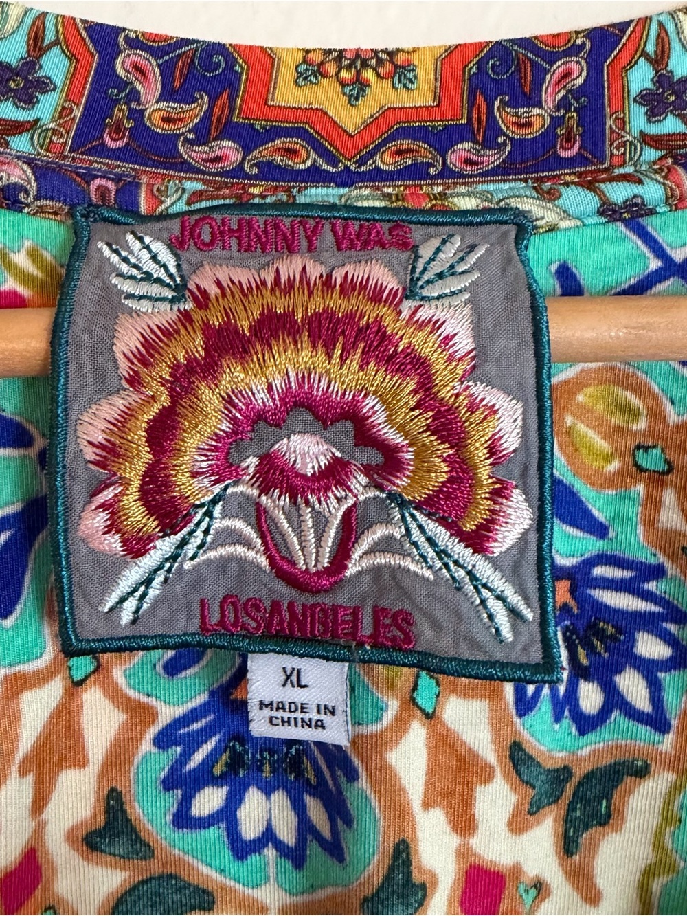 Johnny Was Multicolor Floral Stripe Boho Top Blouse XL - Picture 5 of 7